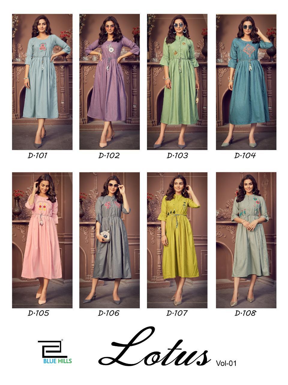 Blue Hills Lotus 1 Latest Fancy Designer Festive Wear Chinon Designer Heavy Kurtis Collection
